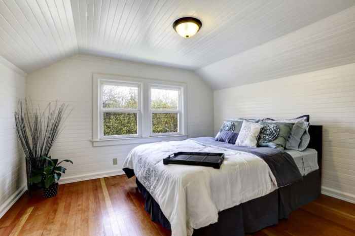 Slanted ceiling bedroom design